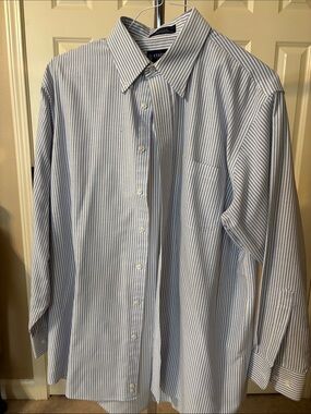 Stafford Light Blue and White Striped Dress Shirt